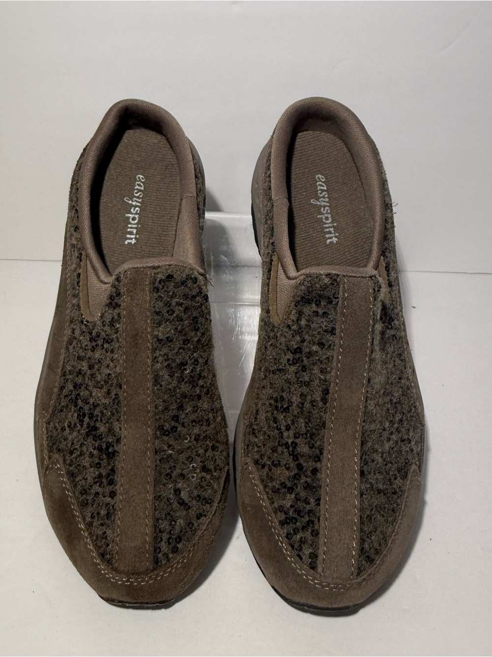 😍Easy Spirit Women’s Brown Slip-On Loafers with Textured Upper size 6